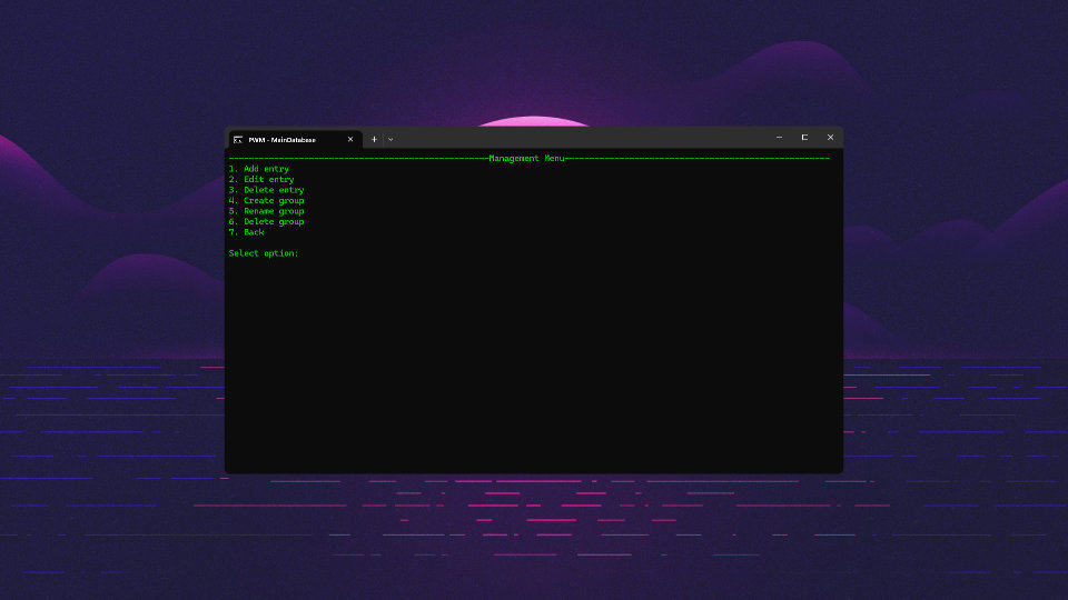 Password manager Management View