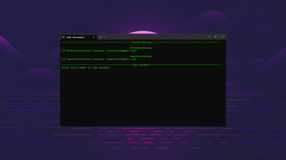 Password manager Copy View